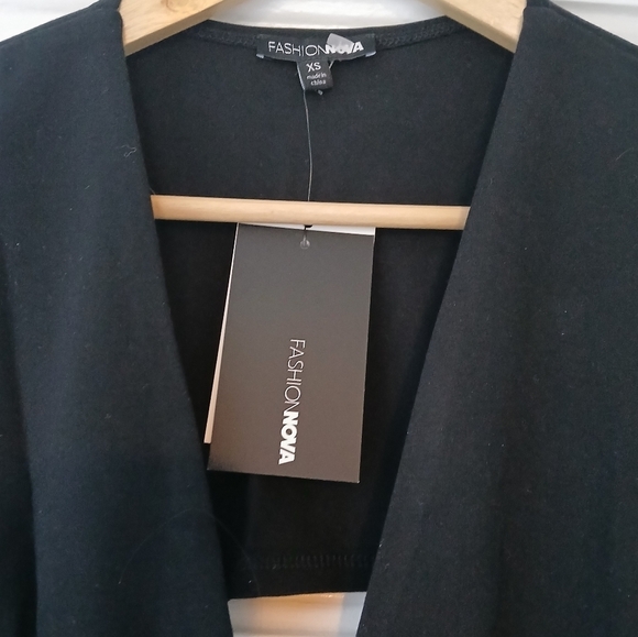 Fashion Nova Bodysuit Deep Plunge Making Decisions Black with Cut Outs - Picture 12 of 12